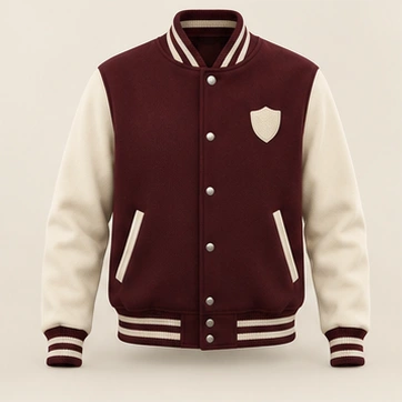 Burgundy Hall Varsity Jacket, Burgundy / Cream, front view